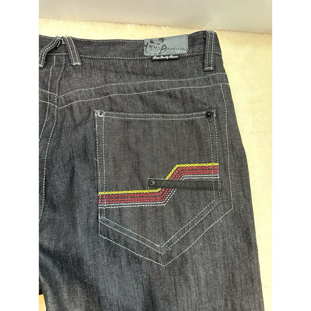Men's Akademiks Jeans Size 40 Dark Wash Charcoal Embroidered Pockets Baggy - Picture 7 of 14